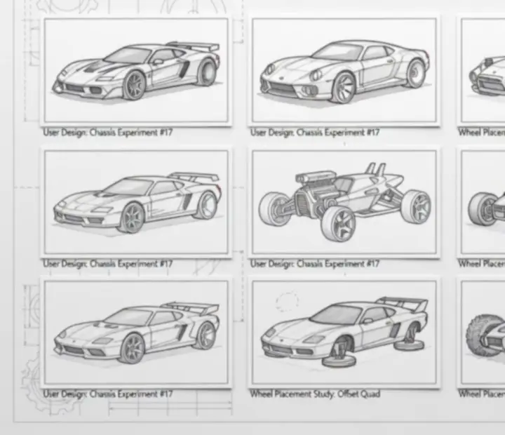 Galeria niestandardowych pojazdów narysowanych przez graczy w Draw Car Master