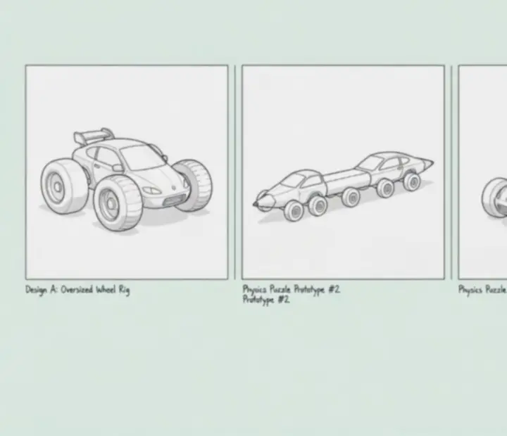 Kreatywna galeria narysowanych pojazdów w stylu blueprint z gry Draw Car Master